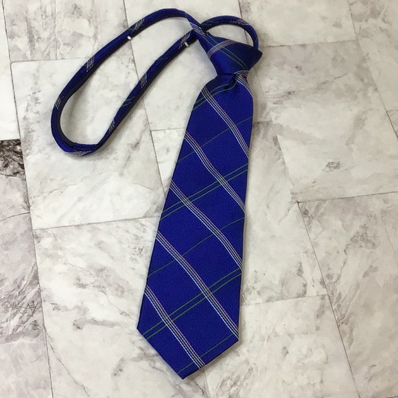 Talbots Royal Blue Kids Silk Necktie with adjustable zipper - Picture 6 of 6
